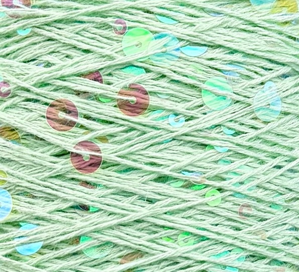Art. Brillante 260 m / 100 g – cotone con maxi paillettes col. Verde menta